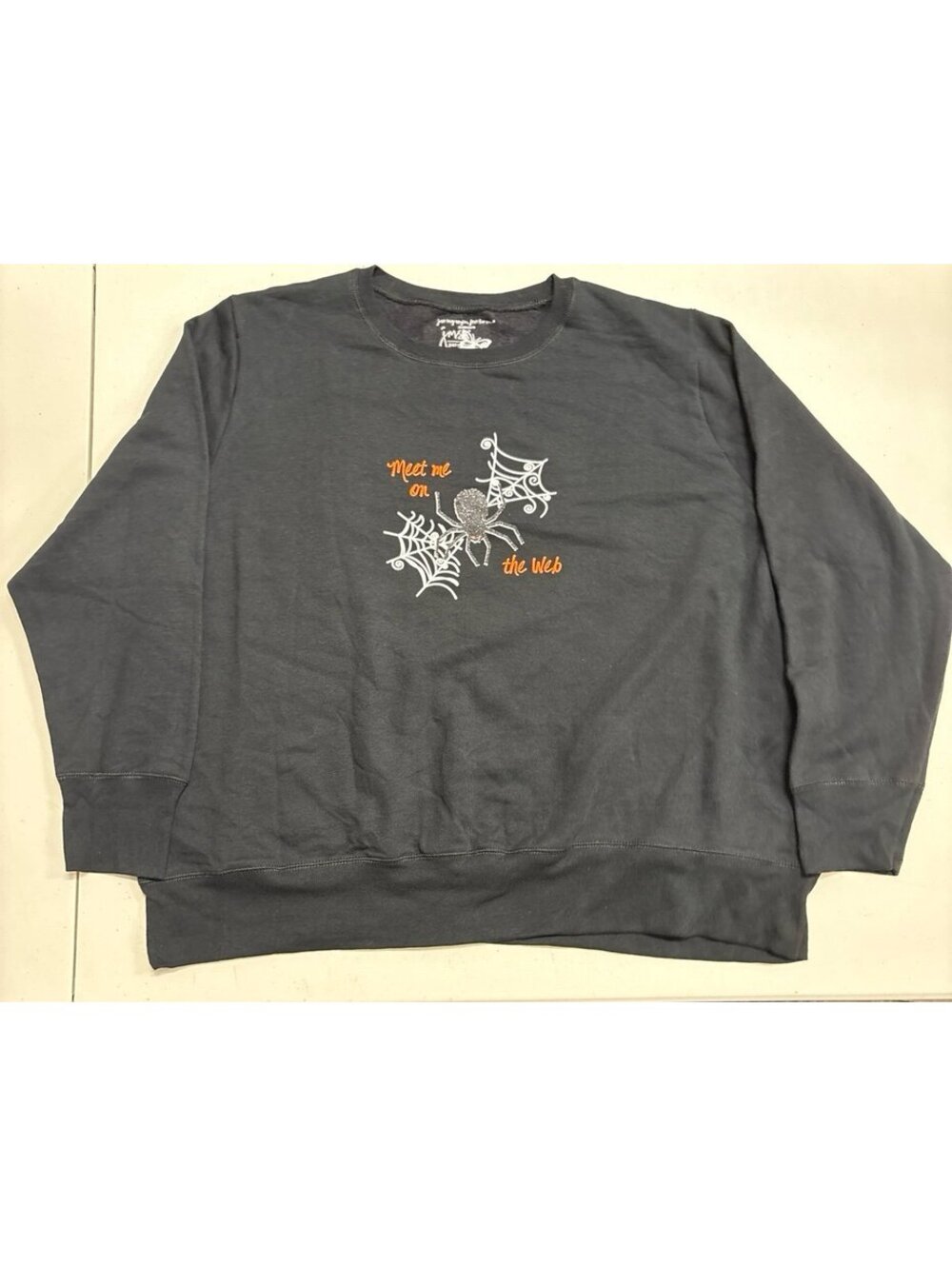 NWT Just My Size 2X Womens Halloween Sweatshirt Meet Me on the Web Spider